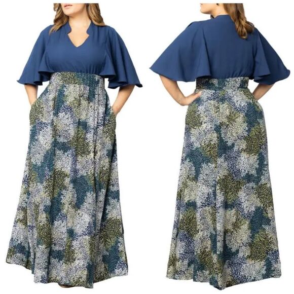 KIYONNA Avisa Flutter Sleeve Maxi Dress Size 5X - Picture 1 of 12